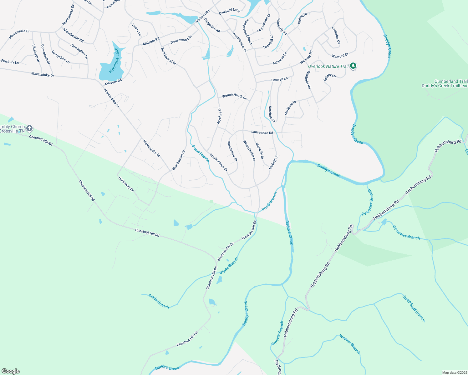 map of restaurants, bars, coffee shops, grocery stores, and more near 117 Scarborough Drive in Crossville