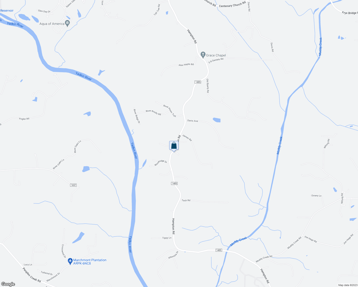 map of restaurants, bars, coffee shops, grocery stores, and more near 7117 Hampton Road in Clemmons