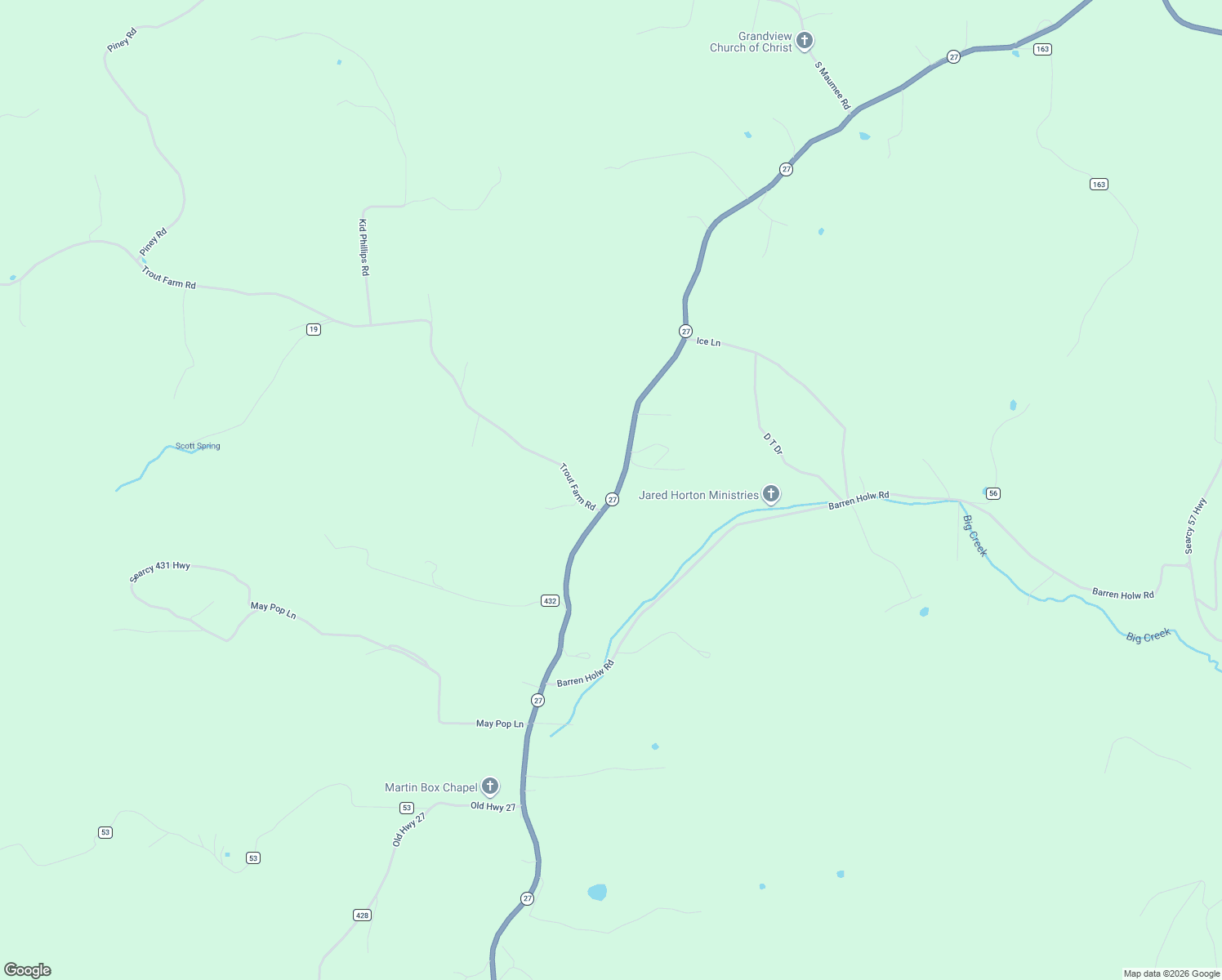 map of restaurants, bars, coffee shops, grocery stores, and more near 4218 Arkansas 27 in Marshall