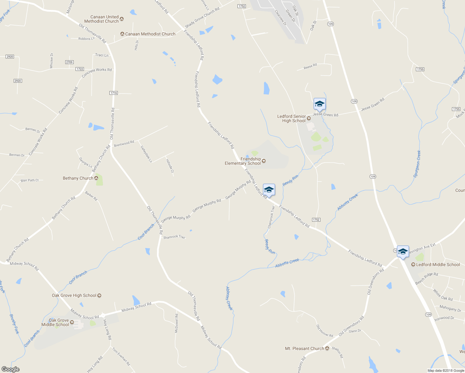 map of restaurants, bars, coffee shops, grocery stores, and more near 779 George Murphy Road in Winston-Salem