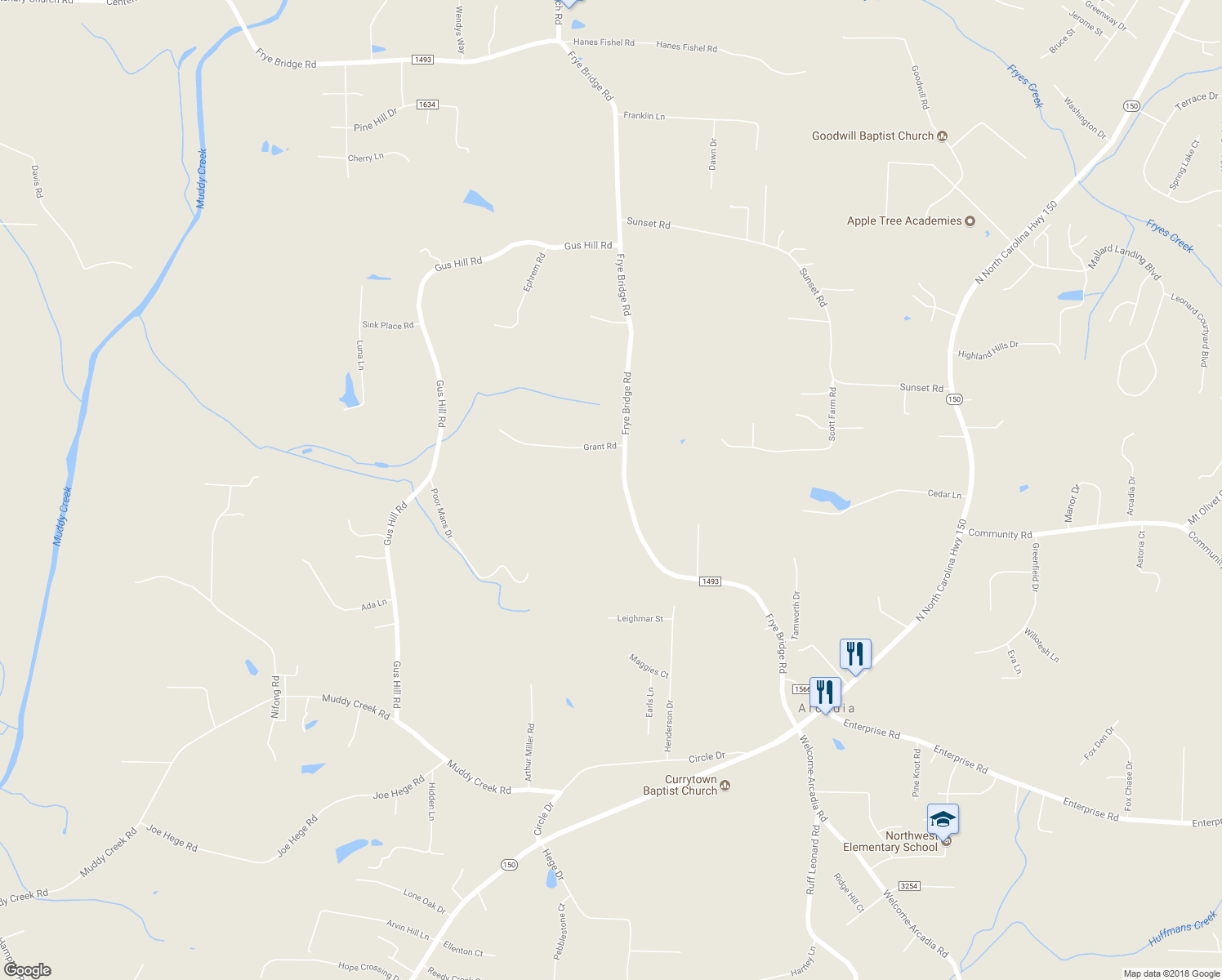 map of restaurants, bars, coffee shops, grocery stores, and more near 1071 Frye Bridge Road in Clemmons