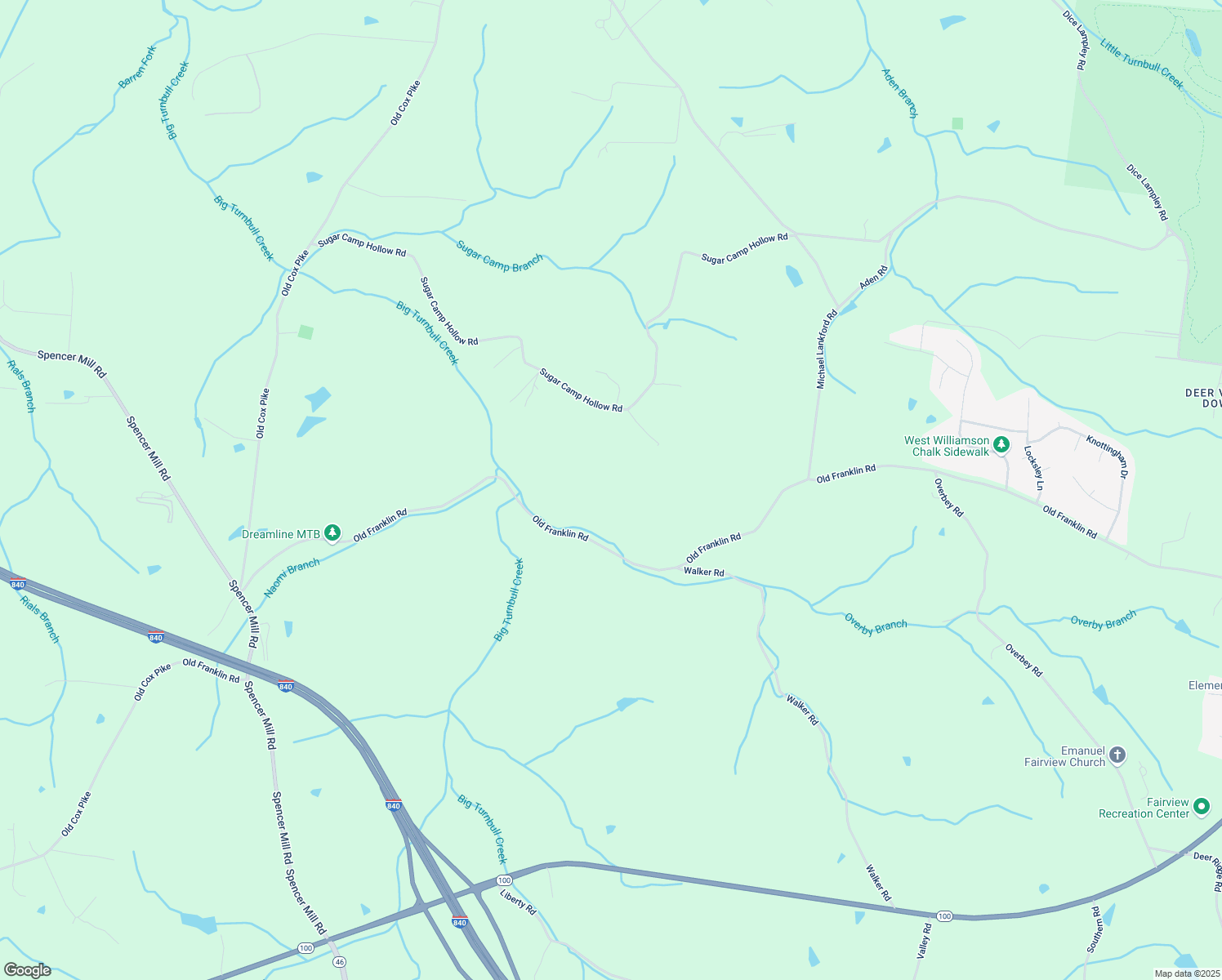 map of restaurants, bars, coffee shops, grocery stores, and more near 7402 Old Franklin Road in Fairview