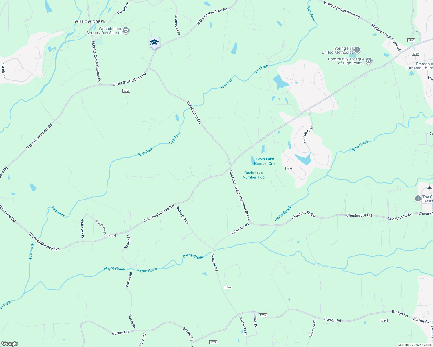 map of restaurants, bars, coffee shops, grocery stores, and more near 1912 West Lexington Avenue in High Point