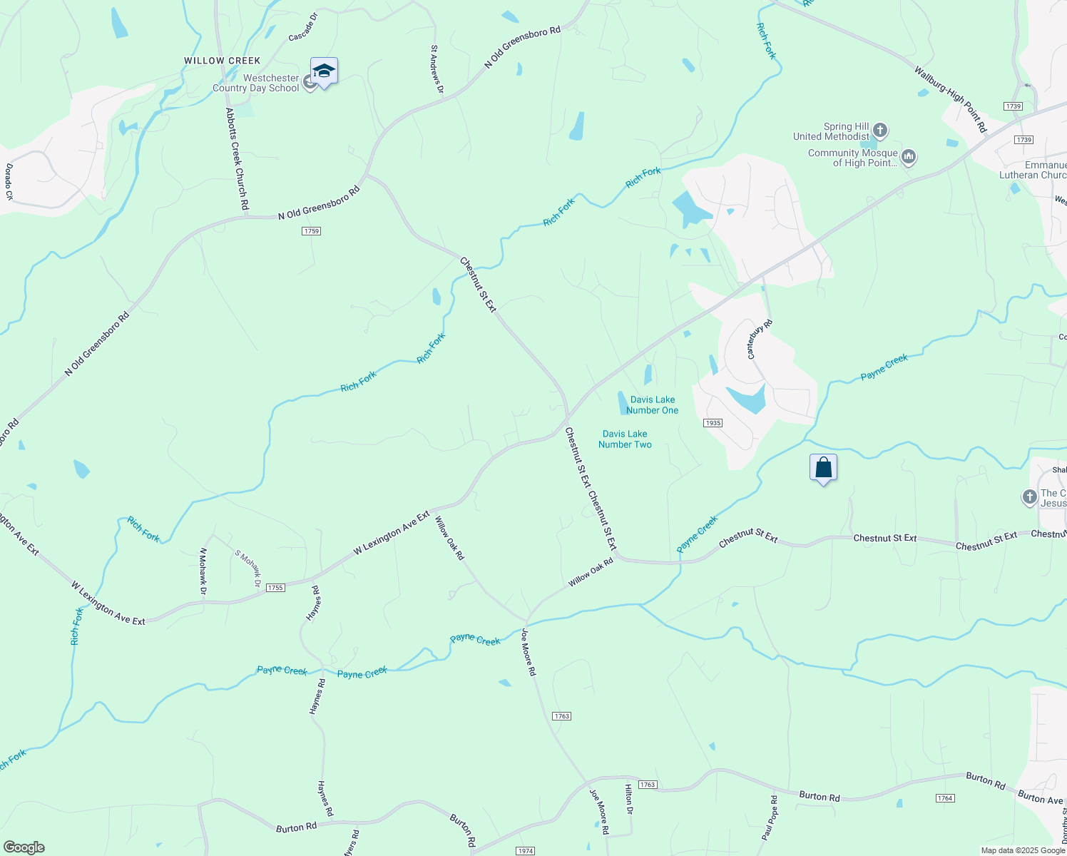 map of restaurants, bars, coffee shops, grocery stores, and more near 1912 West Lexington Avenue in High Point