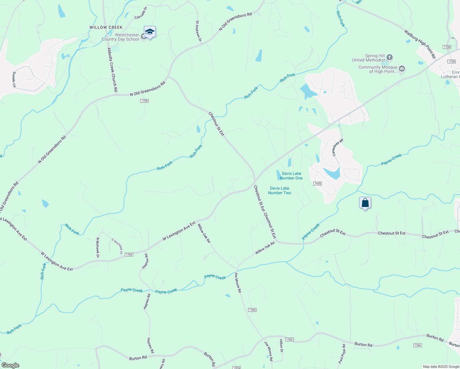 map of restaurants, bars, coffee shops, grocery stores, and more near 190 Calvin Street in High Point