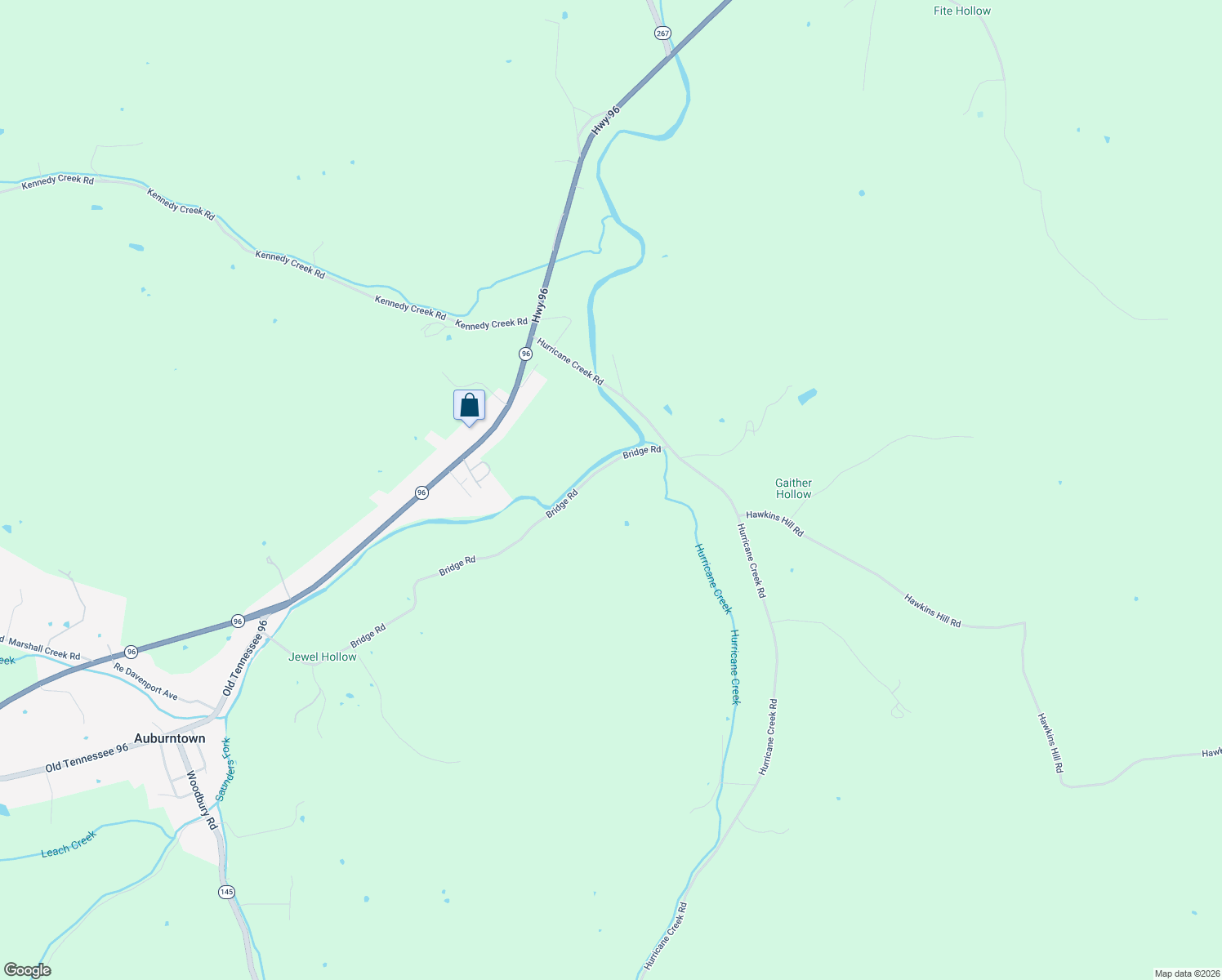 map of restaurants, bars, coffee shops, grocery stores, and more near 1296 Bridge Road in Auburntown