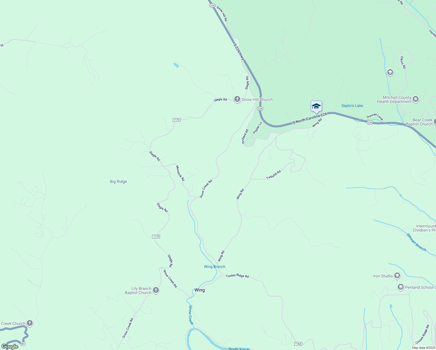 map of restaurants, bars, coffee shops, grocery stores, and more near State Road 1164 in Mitchell County