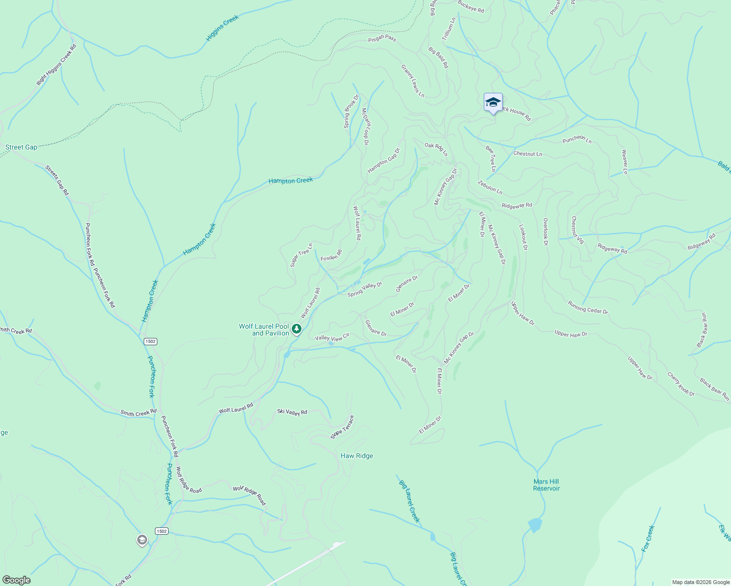 map of restaurants, bars, coffee shops, grocery stores, and more near 330 Spring Valley Drive in Mars Hill