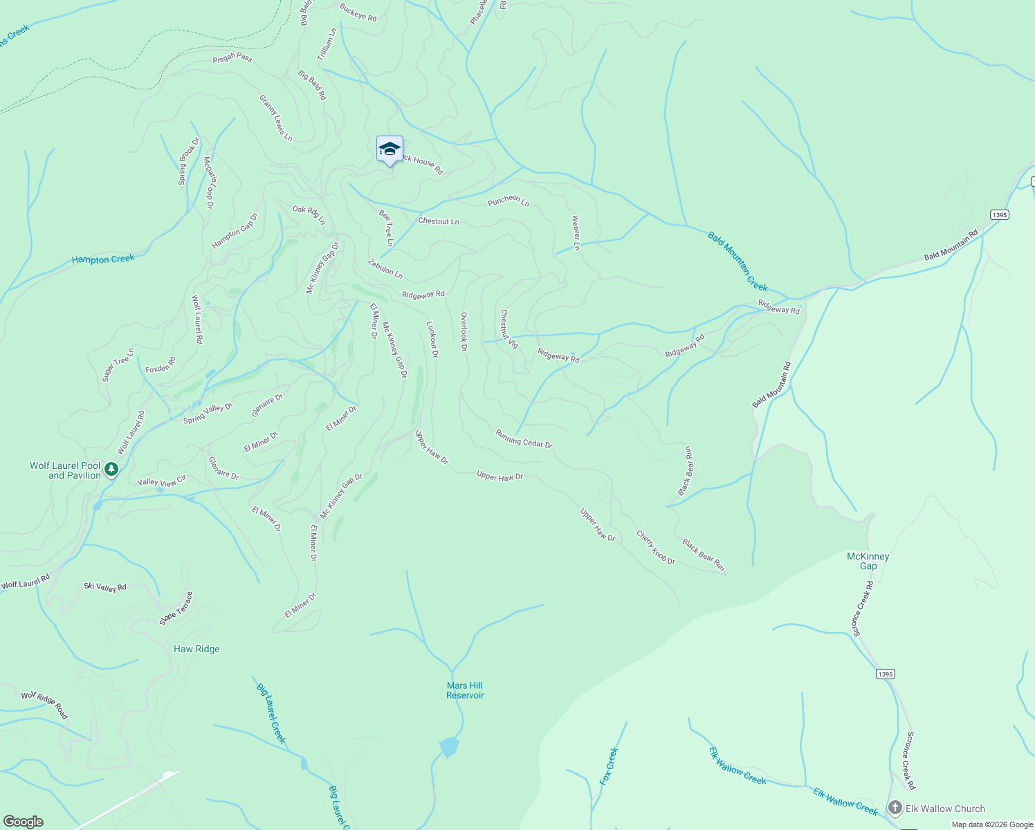 map of restaurants, bars, coffee shops, grocery stores, and more near 98 Overlook Drive in Mars Hill