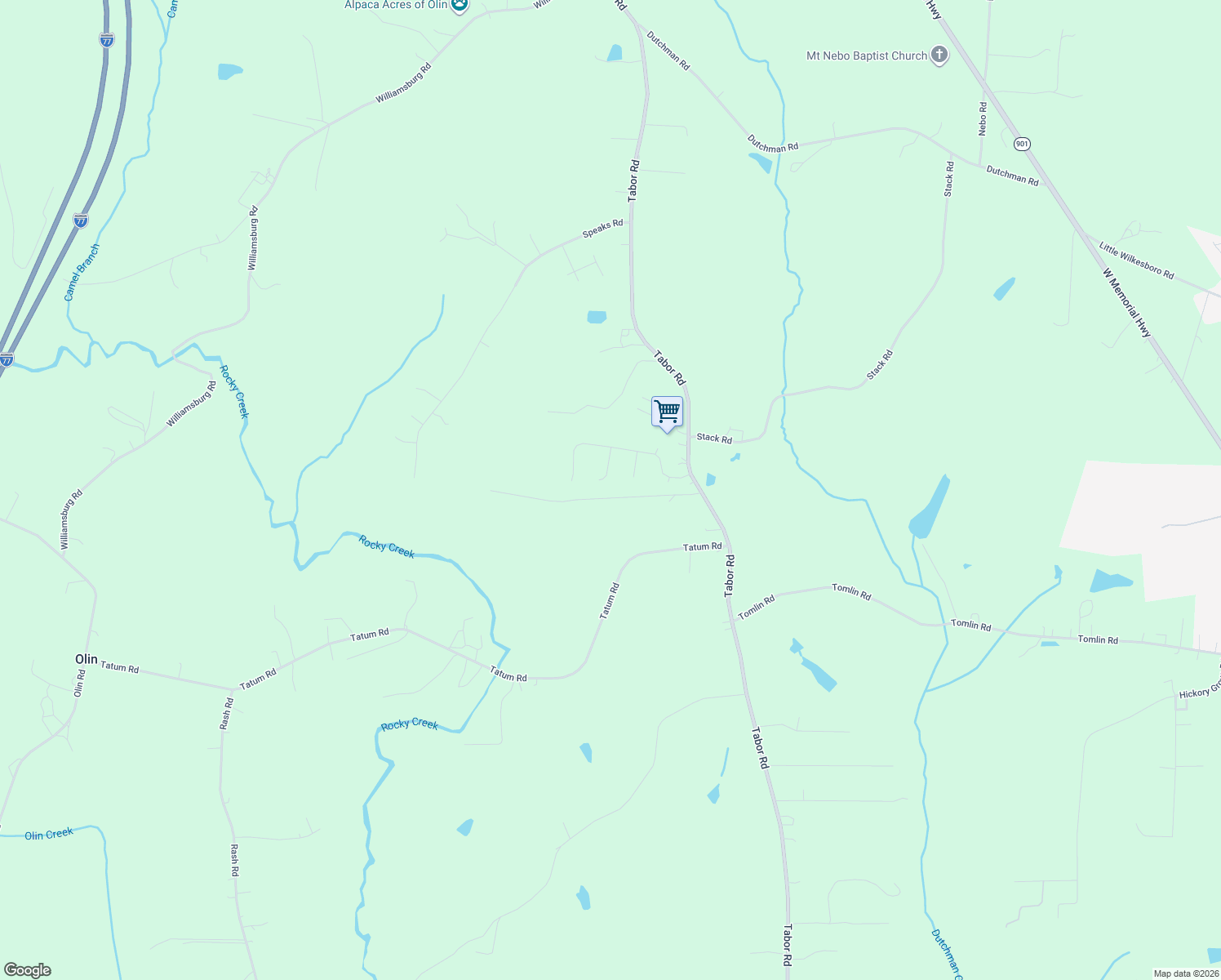 map of restaurants, bars, coffee shops, grocery stores, and more near 125 Prescott Drive in Olin