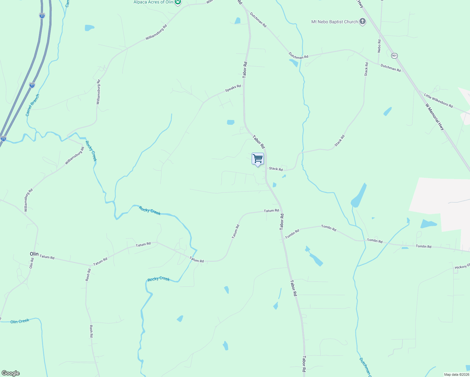 map of restaurants, bars, coffee shops, grocery stores, and more near 125 Prescott Drive in Olin