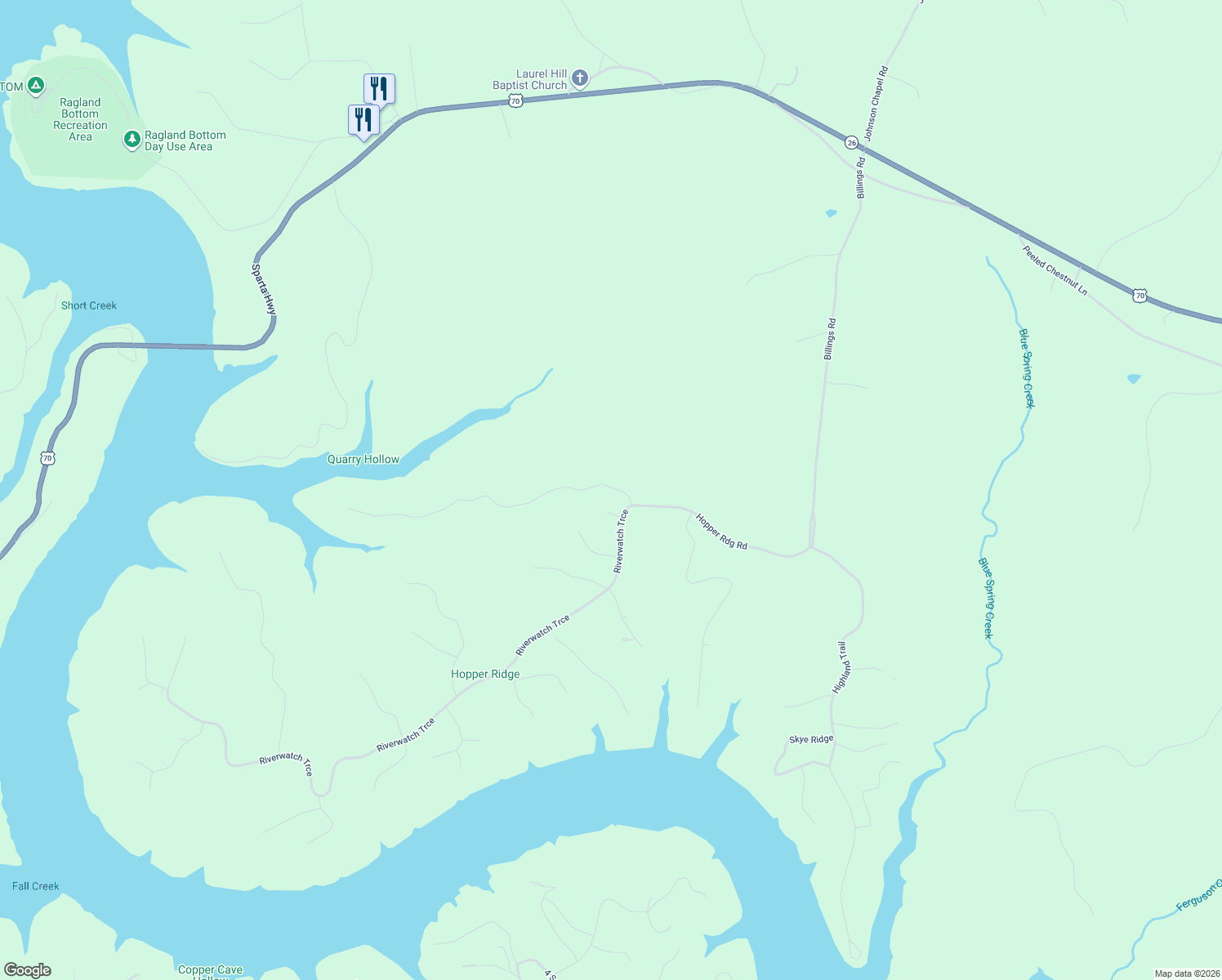 map of restaurants, bars, coffee shops, grocery stores, and more near 108 Bilsworth Court in Sparta
