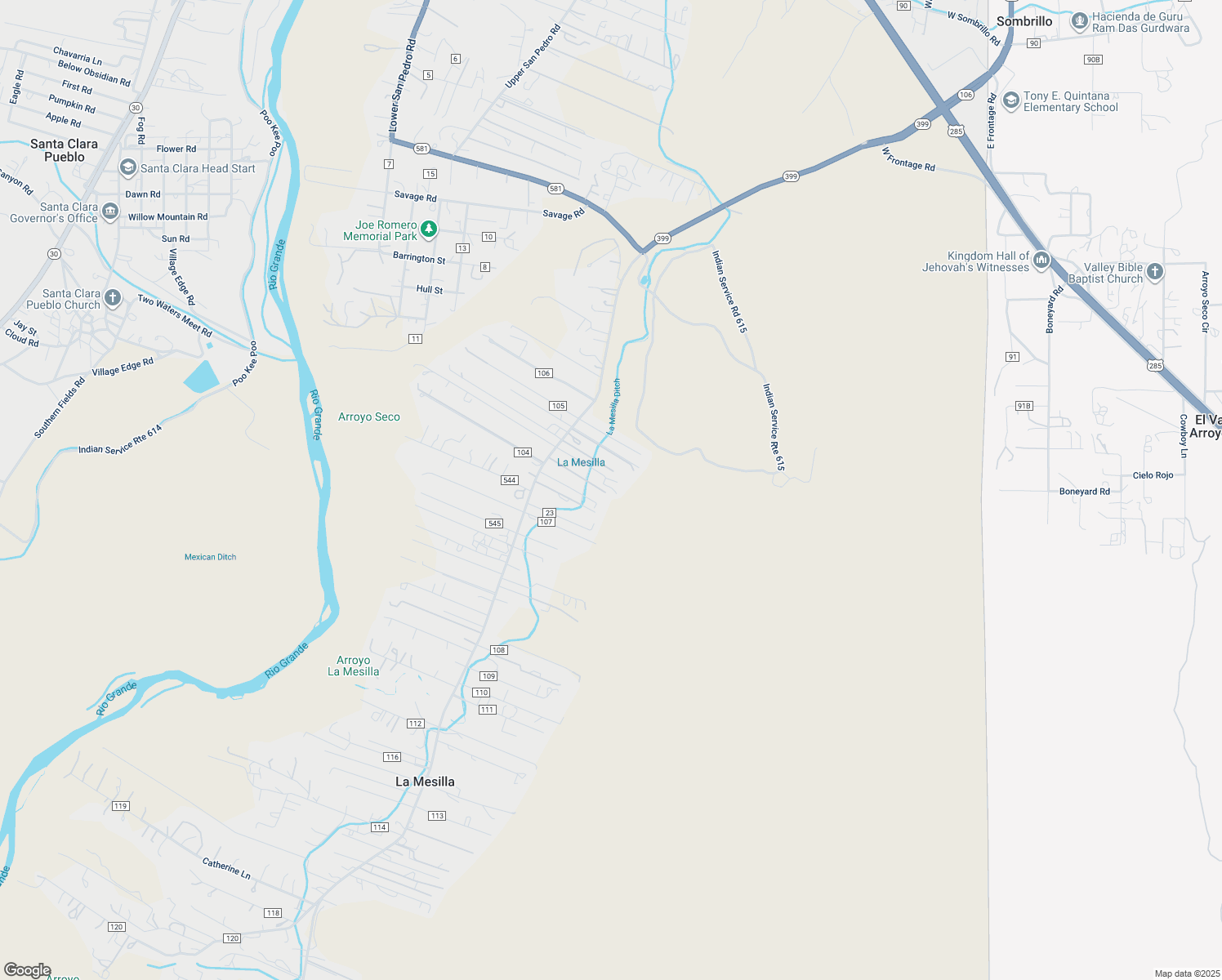 map of restaurants, bars, coffee shops, grocery stores, and more near 17 County Road 126a in Española