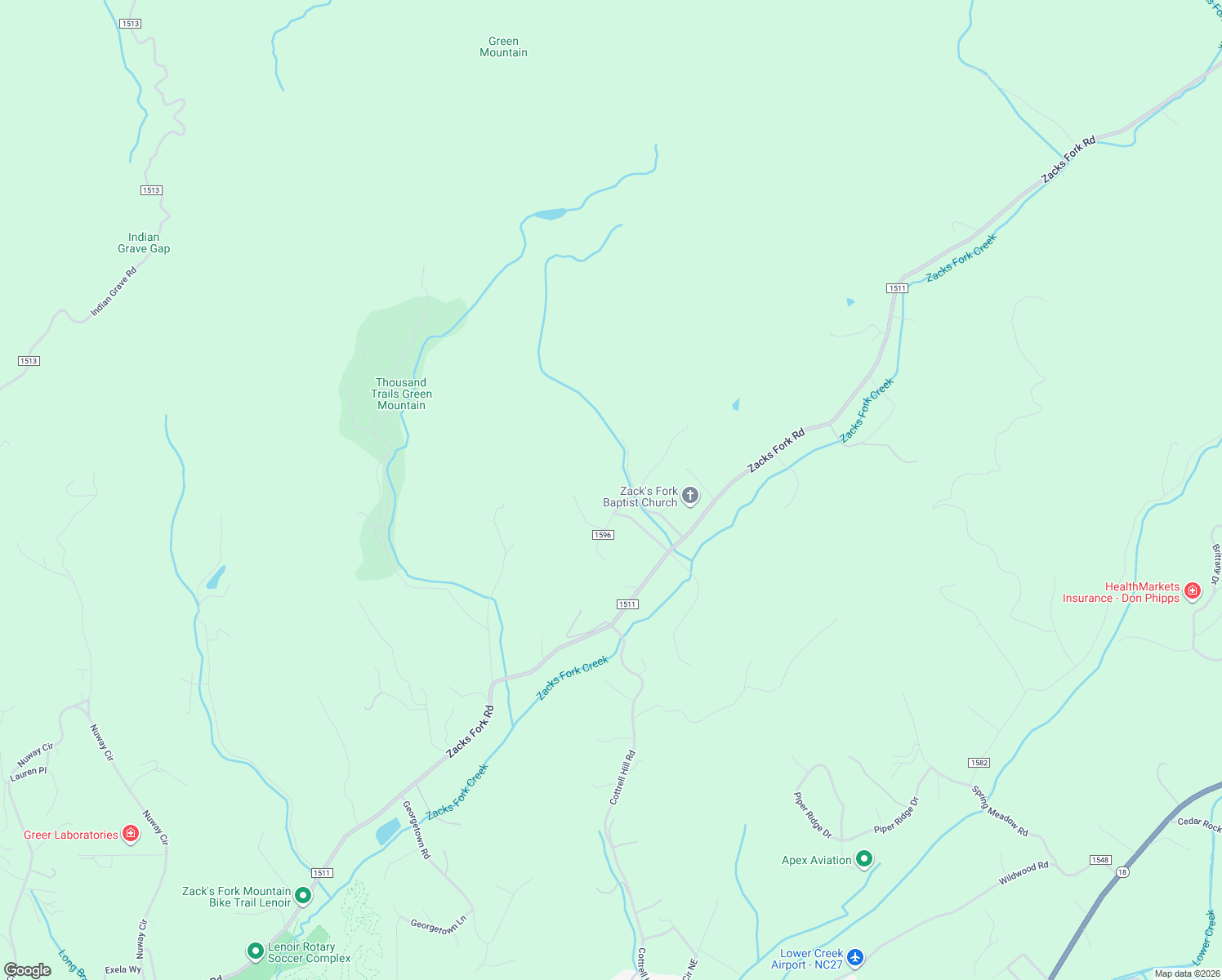 map of restaurants, bars, coffee shops, grocery stores, and more near 2751 Saint Johns Road in Lenoir
