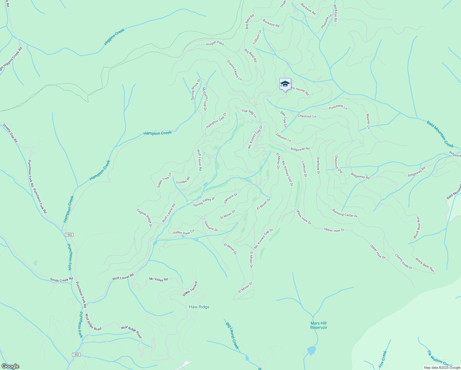 map of restaurants, bars, coffee shops, grocery stores, and more near 59 Hemlock Lane in Mars Hill