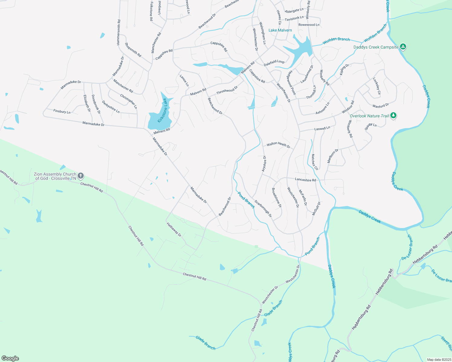 map of restaurants, bars, coffee shops, grocery stores, and more near 119 Dunlevy Drive in Crossville
