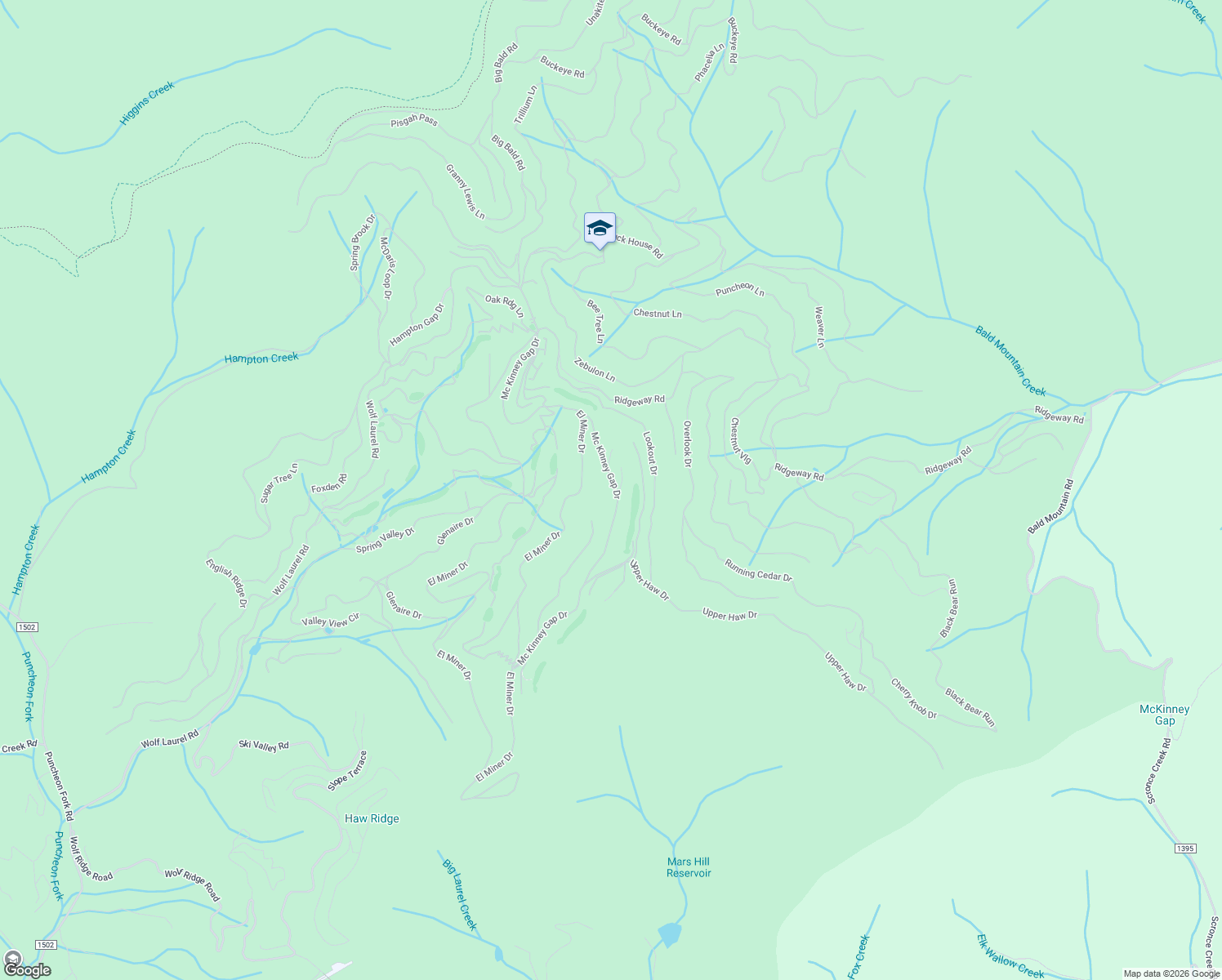 map of restaurants, bars, coffee shops, grocery stores, and more near 840 Mc Kinney Gap Drive in Mars Hill