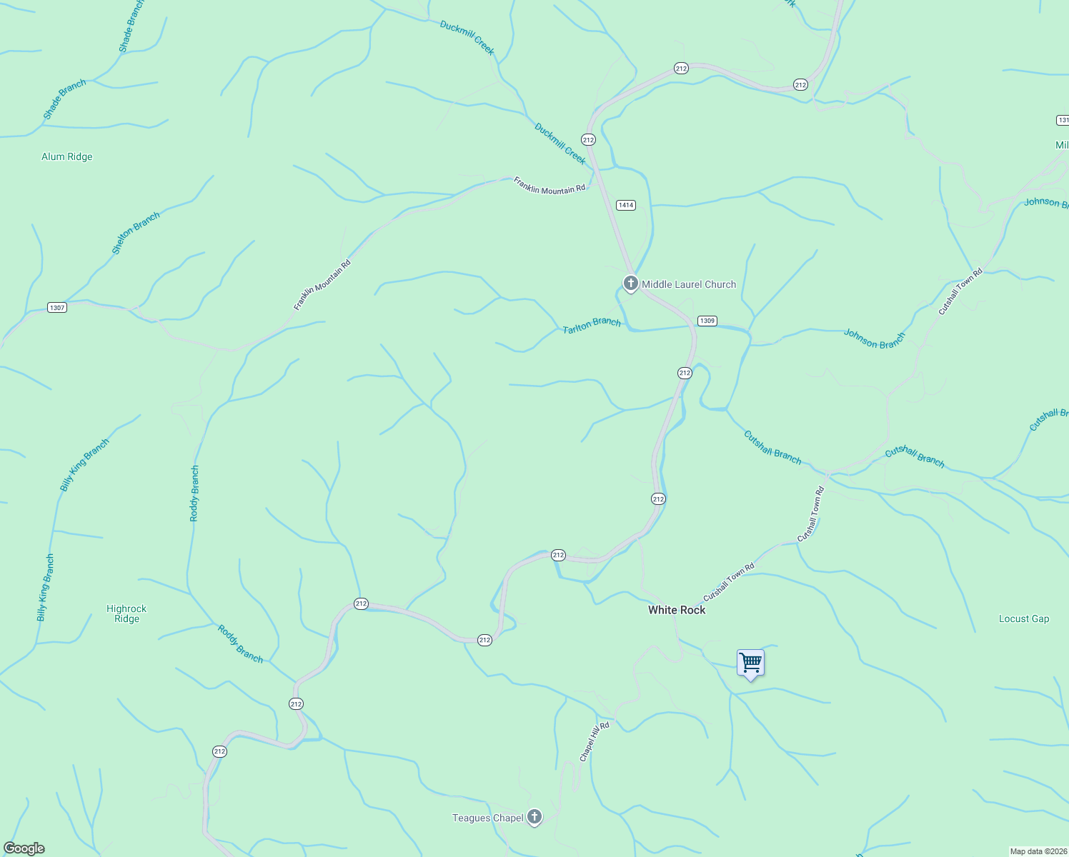 map of restaurants, bars, coffee shops, grocery stores, and more near 569 Joe Tweed Road in Marshall