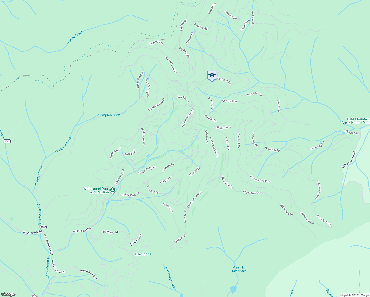 map of restaurants, bars, coffee shops, grocery stores, and more near 1381 Oakridge Lane in Mars Hill