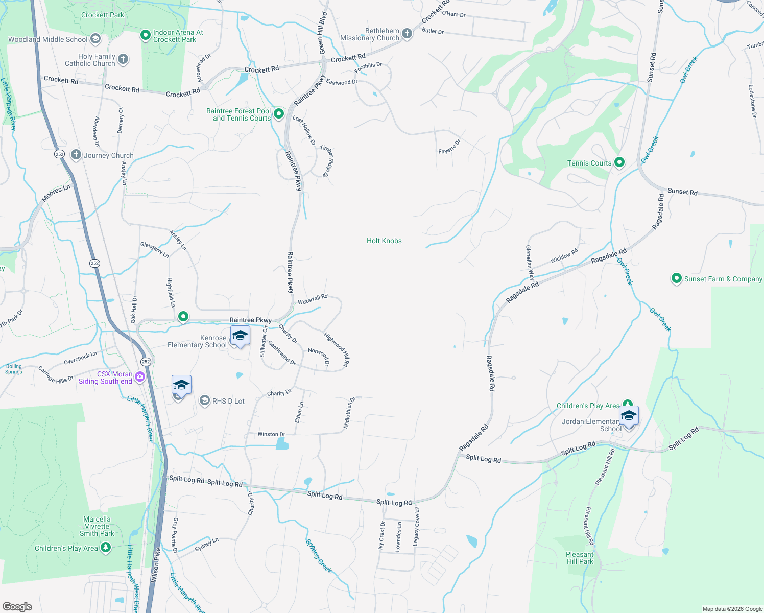 map of restaurants, bars, coffee shops, grocery stores, and more near 9472 Waterfall Road in Brentwood