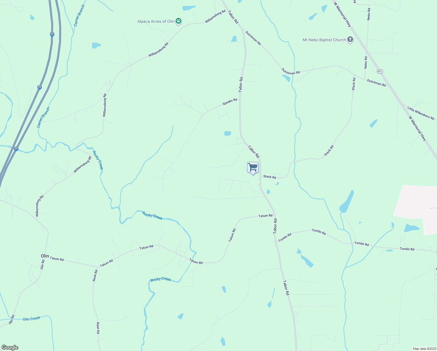 map of restaurants, bars, coffee shops, grocery stores, and more near 194 Canfield Drive in Olin