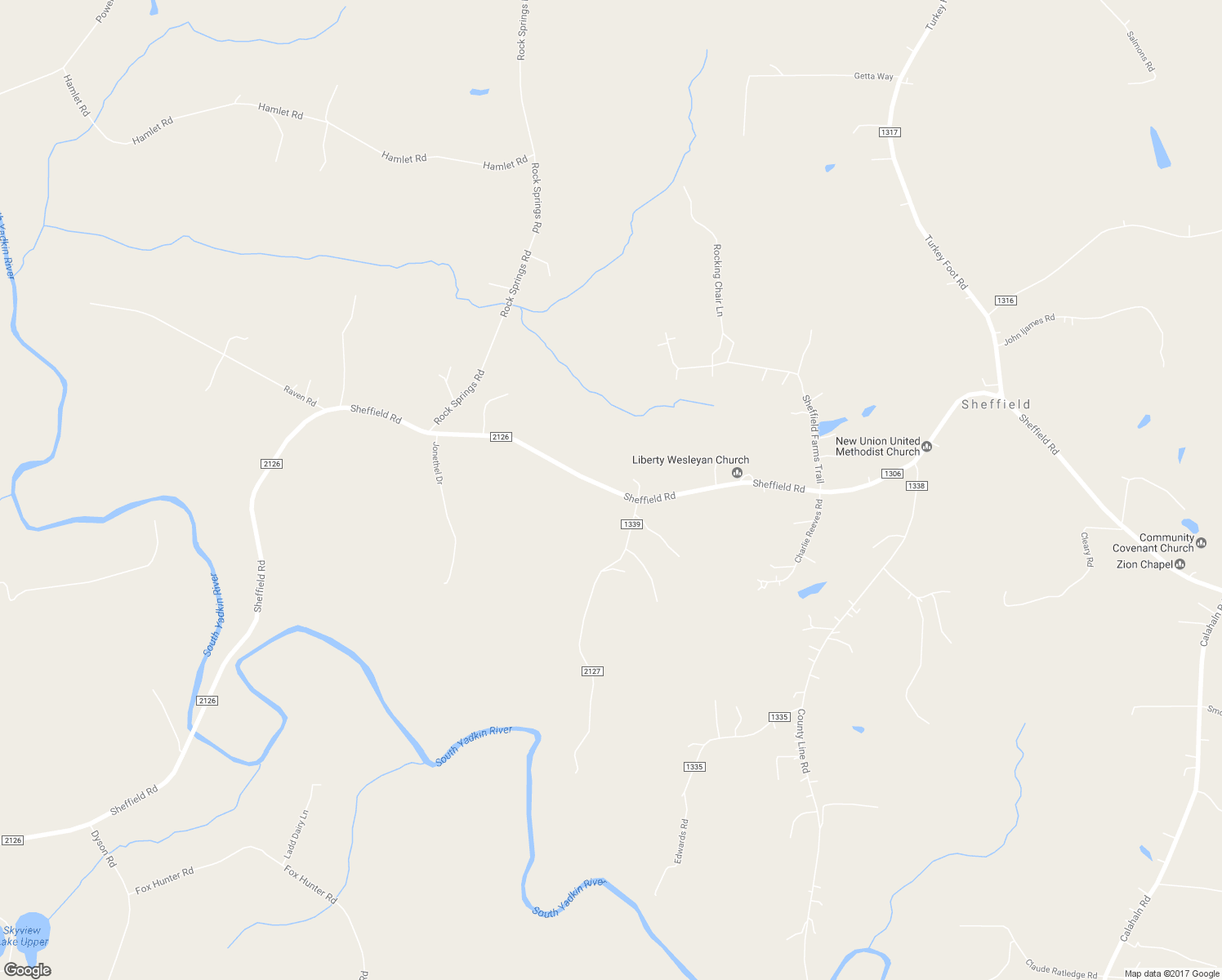 map of restaurants, bars, coffee shops, grocery stores, and more near 2258 Sheffield Road in Harmony
