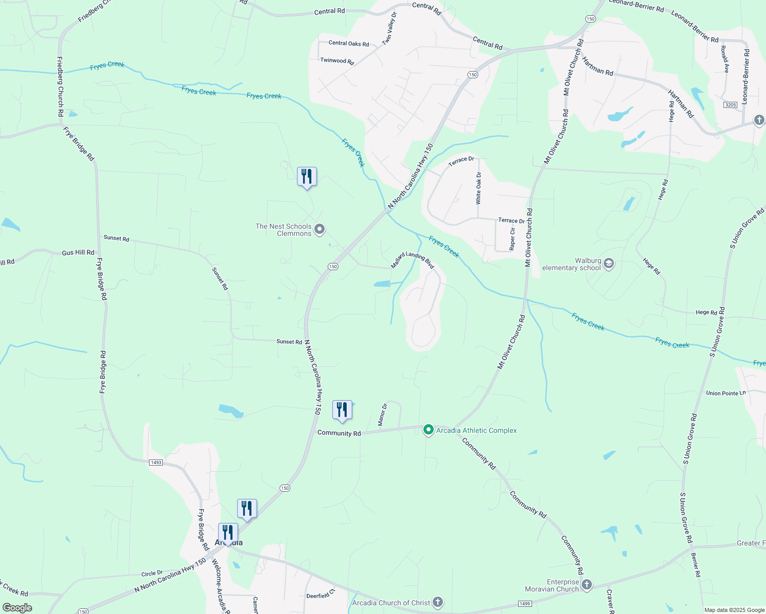 map of restaurants, bars, coffee shops, grocery stores, and more near 335 Shutt Hartman Boulevard in Clemmons