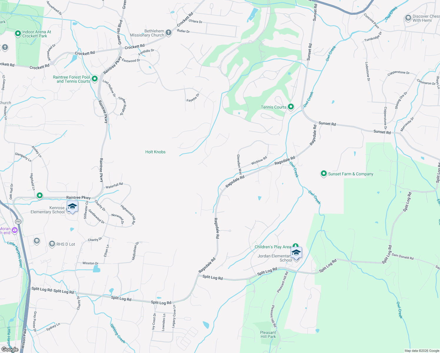 map of restaurants, bars, coffee shops, grocery stores, and more near 1629 Ragsdale Road in Brentwood