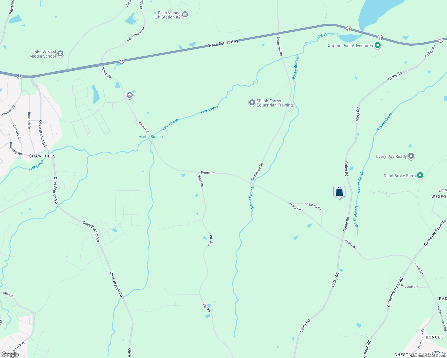 map of restaurants, bars, coffee shops, grocery stores, and more near 5520 Kemp Road in Durham