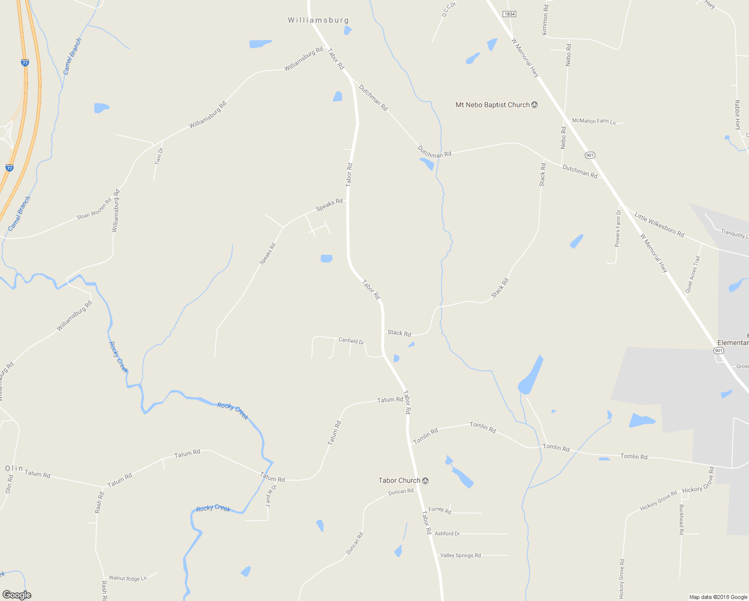 map of restaurants, bars, coffee shops, grocery stores, and more near 943 Tabor Road in Olin