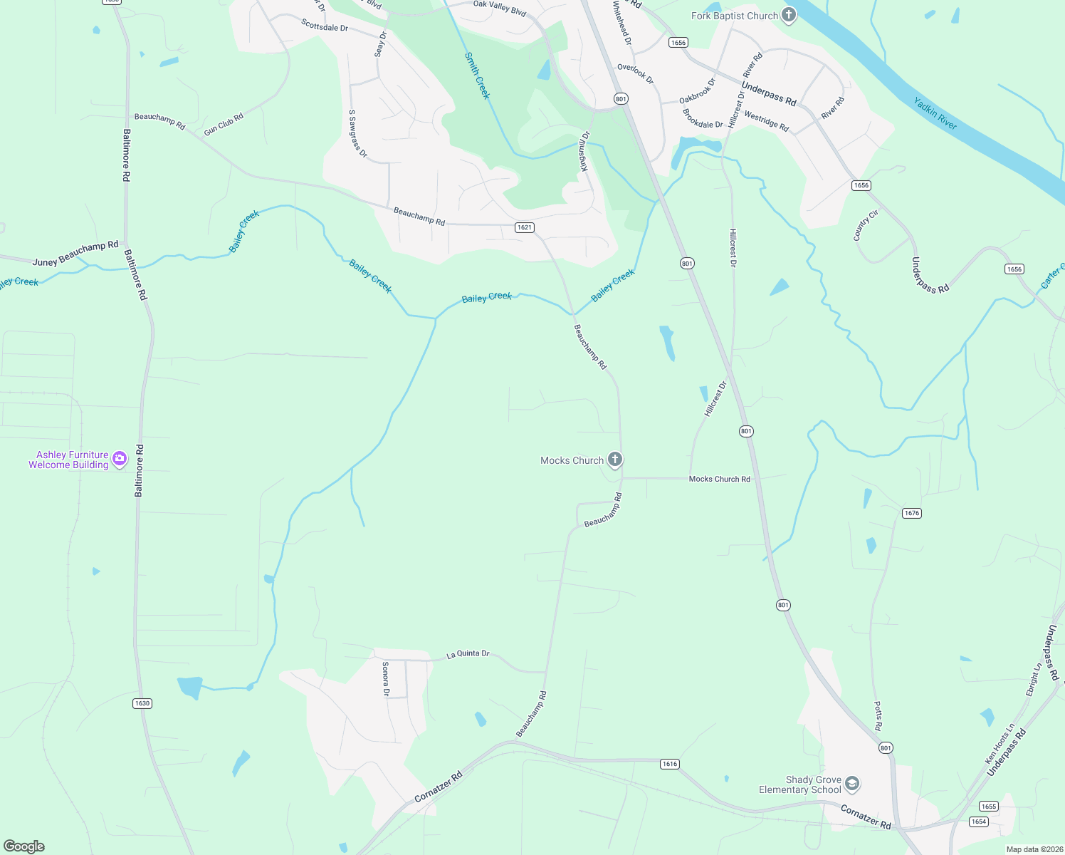 map of restaurants, bars, coffee shops, grocery stores, and more near 235 High Meadows Road in Advance