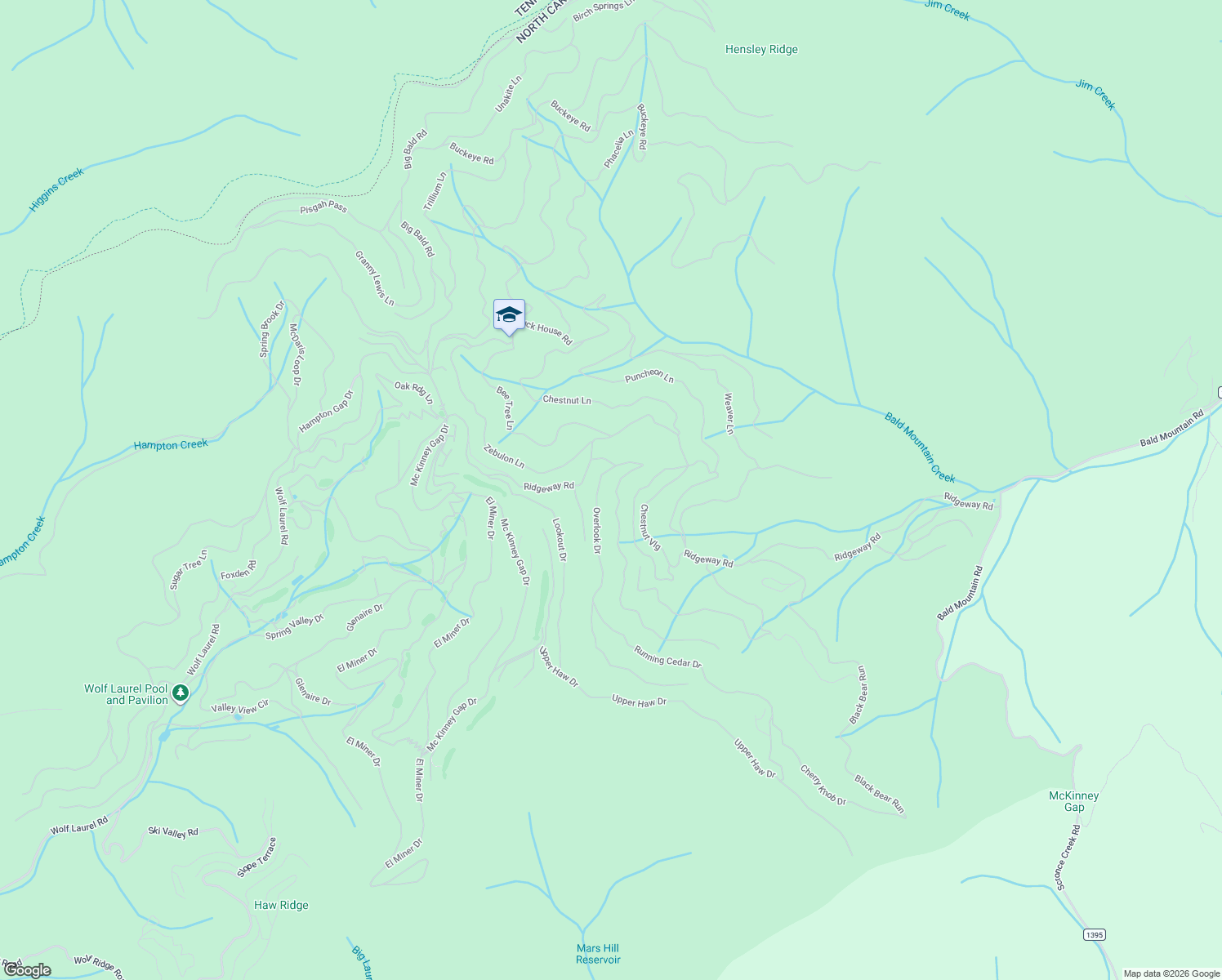 map of restaurants, bars, coffee shops, grocery stores, and more near 4 Overlook Drive in Mars Hill