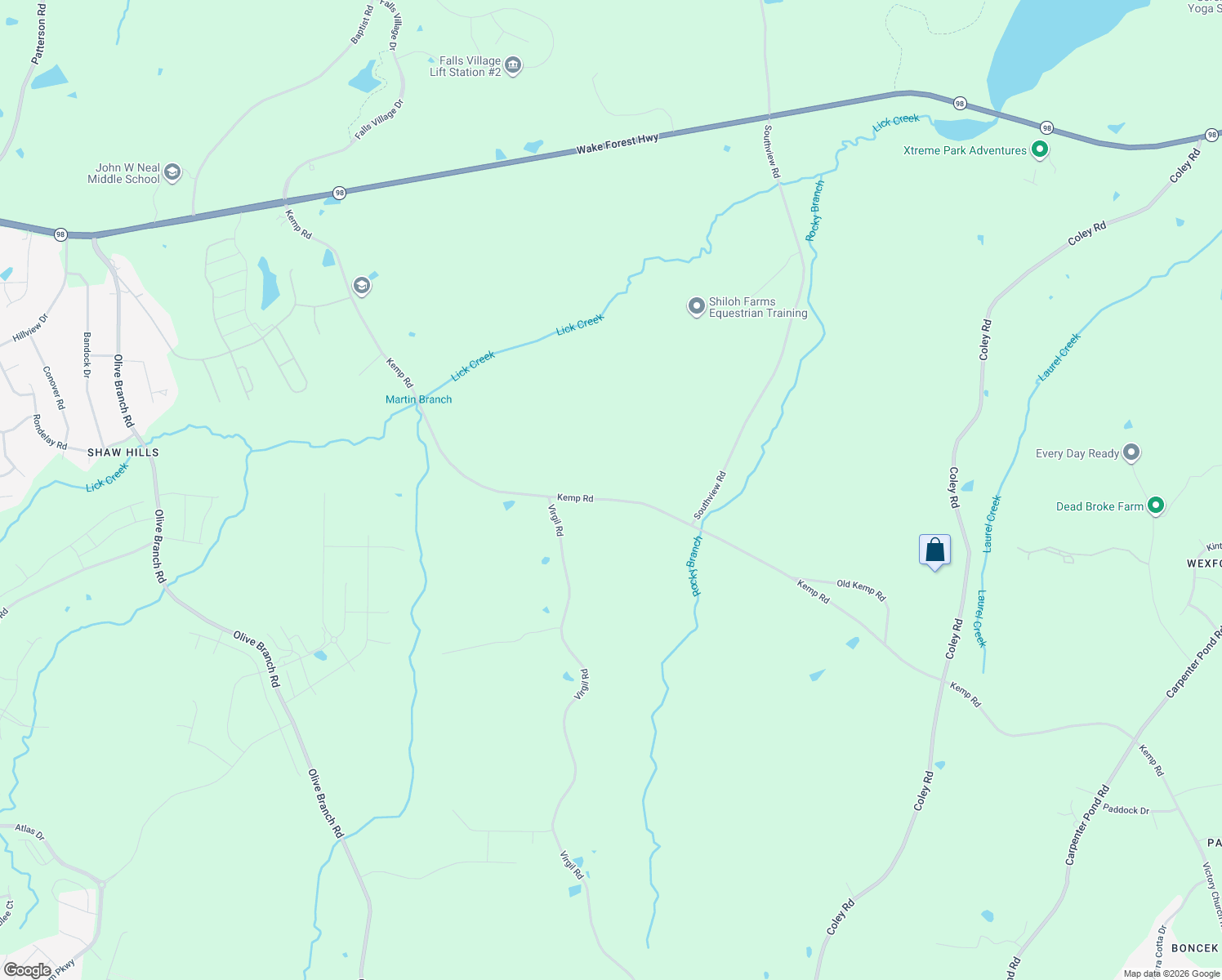 map of restaurants, bars, coffee shops, grocery stores, and more near 5520 Kemp Road in Durham