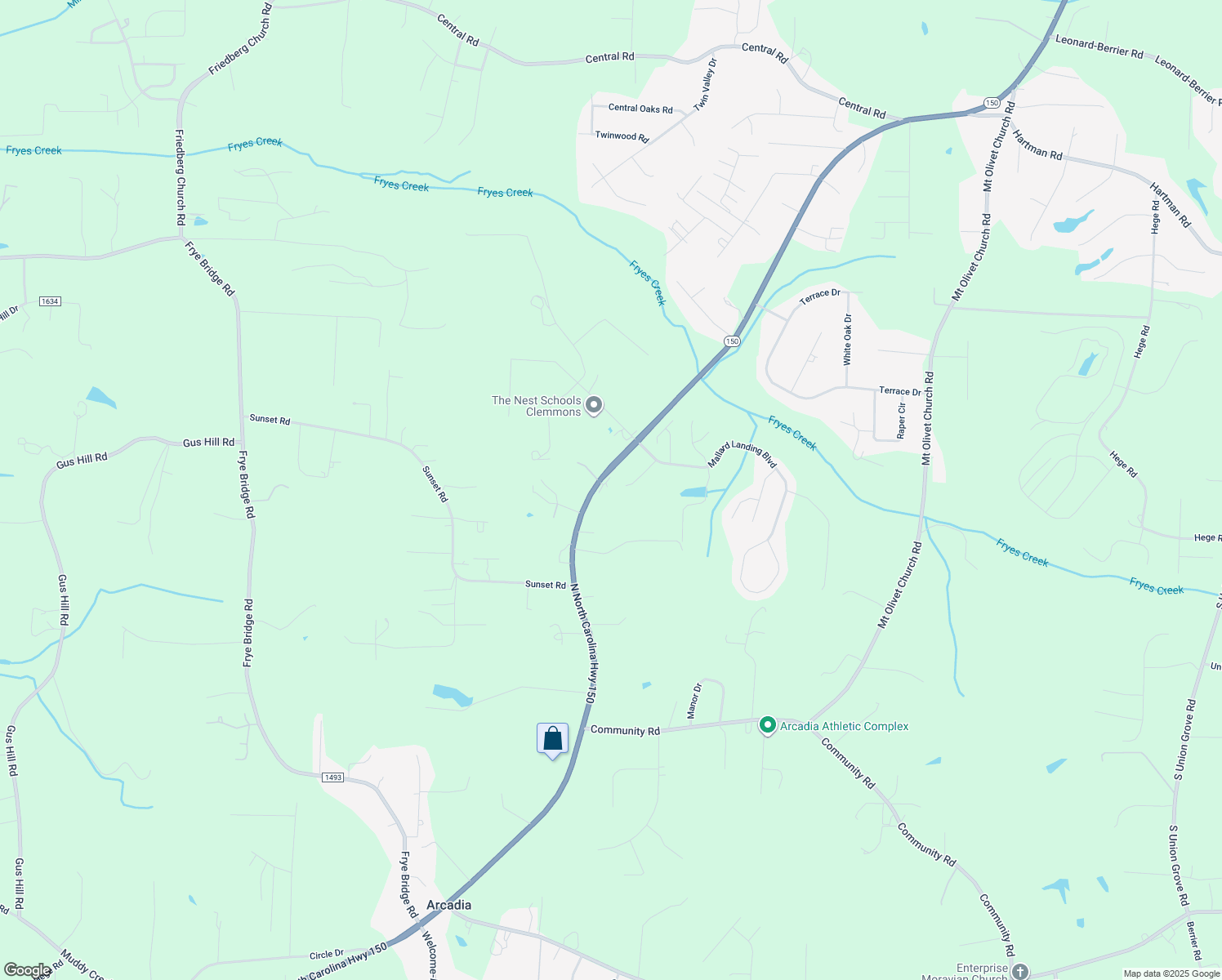 map of restaurants, bars, coffee shops, grocery stores, and more near 9468 North Carolina 150 in Lexington