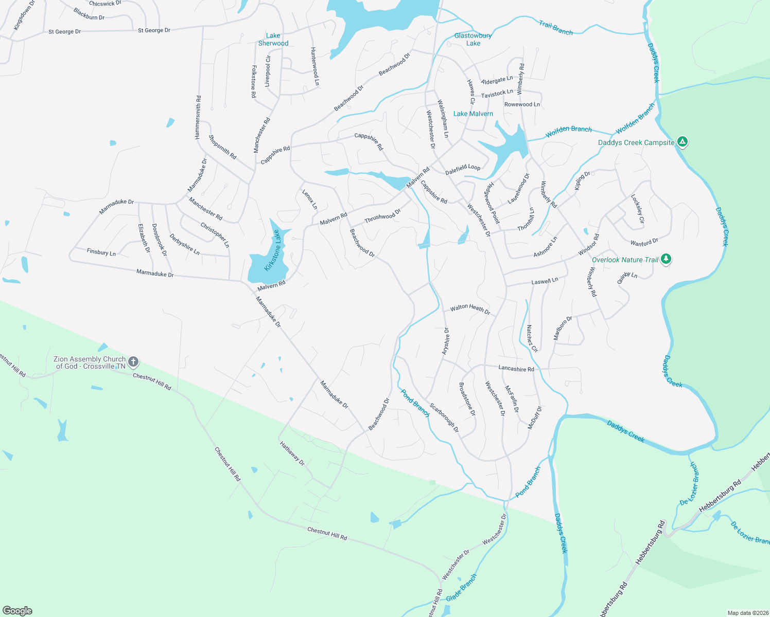 map of restaurants, bars, coffee shops, grocery stores, and more near 27 Bellshire Road in Crossville