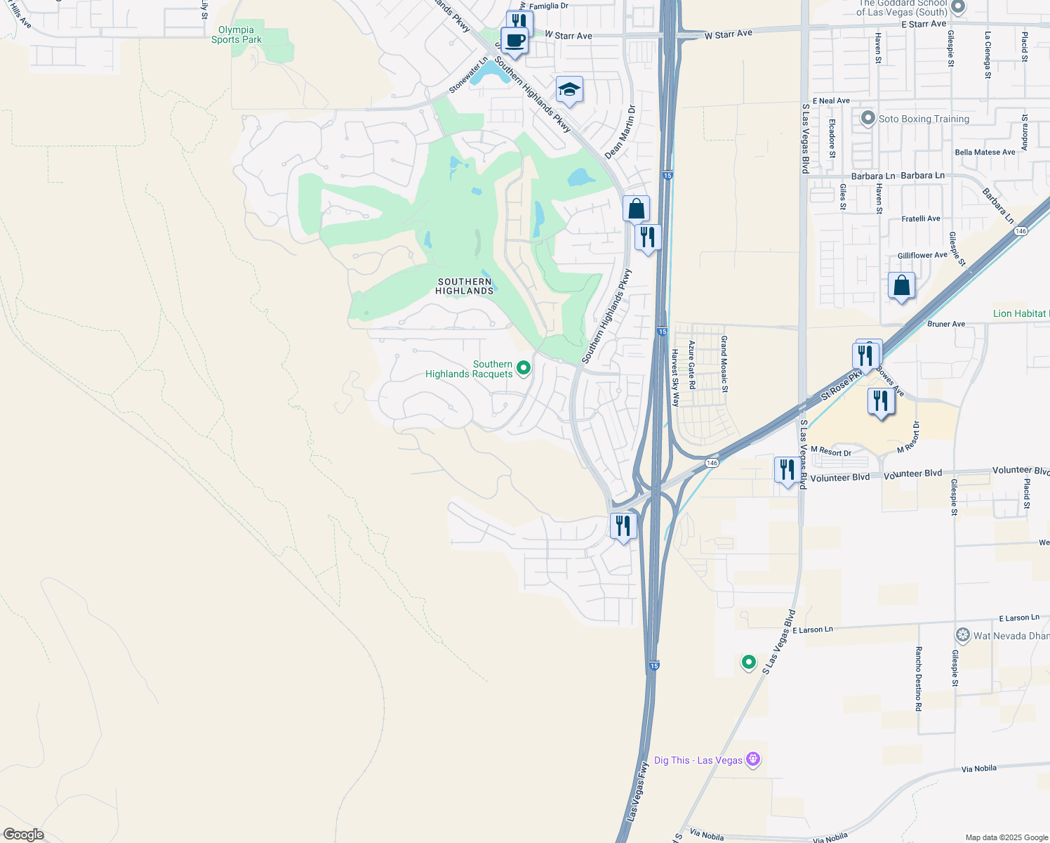 map of restaurants, bars, coffee shops, grocery stores, and more near 12308 Kings Eagle Street in Las Vegas