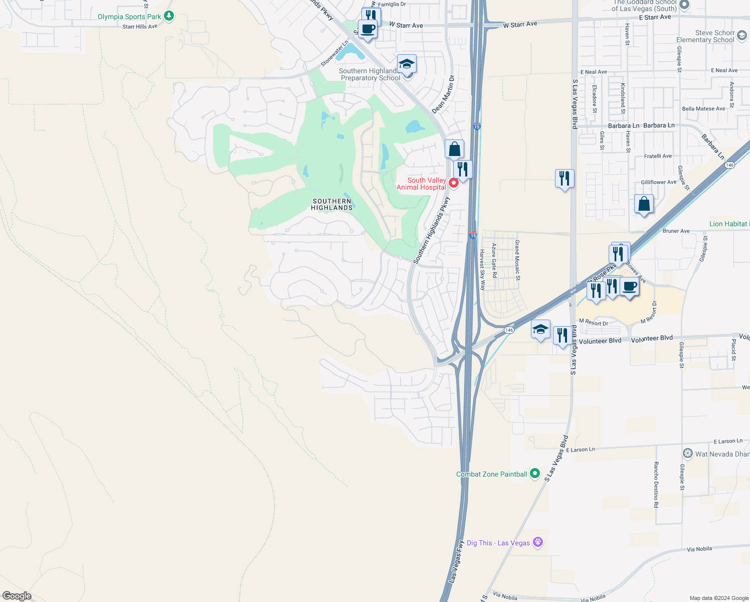 map of restaurants, bars, coffee shops, grocery stores, and more near 12308 Kings Eagle Street in Las Vegas