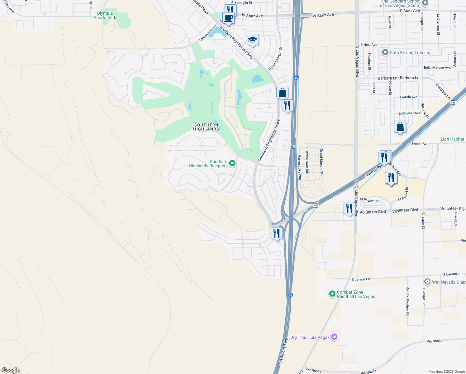 map of restaurants, bars, coffee shops, grocery stores, and more near 12308 Kings Eagle Street in Las Vegas