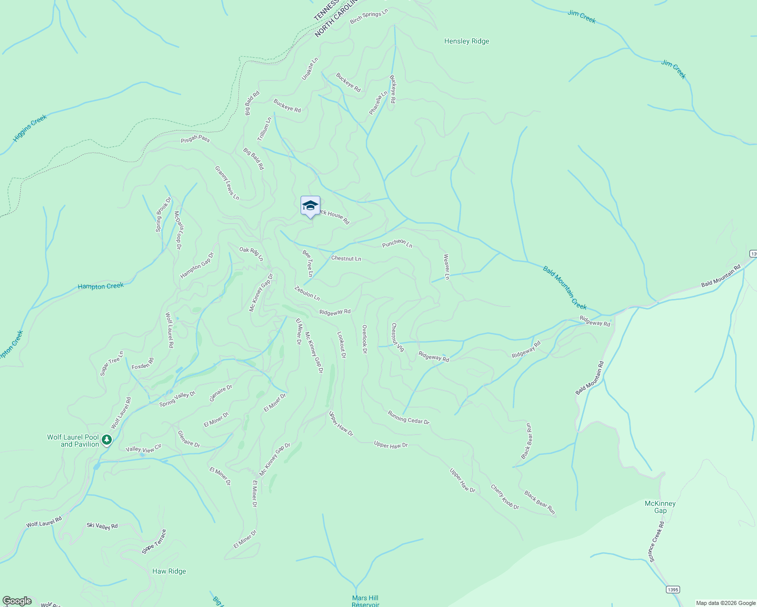 map of restaurants, bars, coffee shops, grocery stores, and more near 4 Overlook Drive in Mars Hill