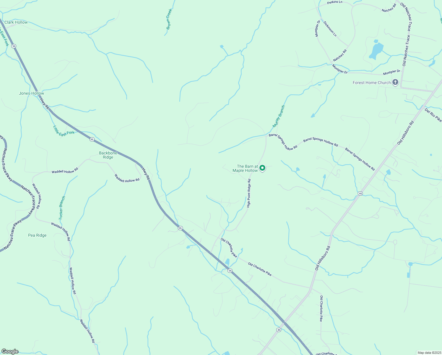 map of restaurants, bars, coffee shops, grocery stores, and more near 218 Forest Ridge Court in Franklin