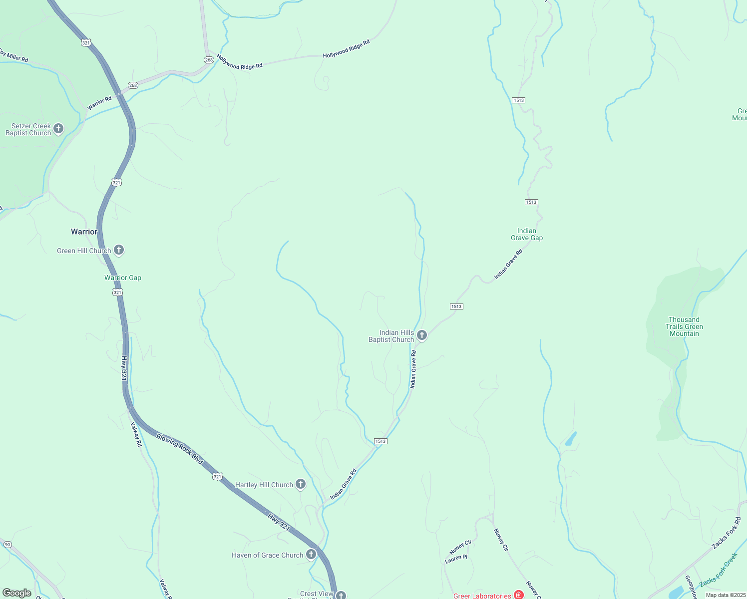 map of restaurants, bars, coffee shops, grocery stores, and more near 2383 Indian Hills Drive in Lenoir