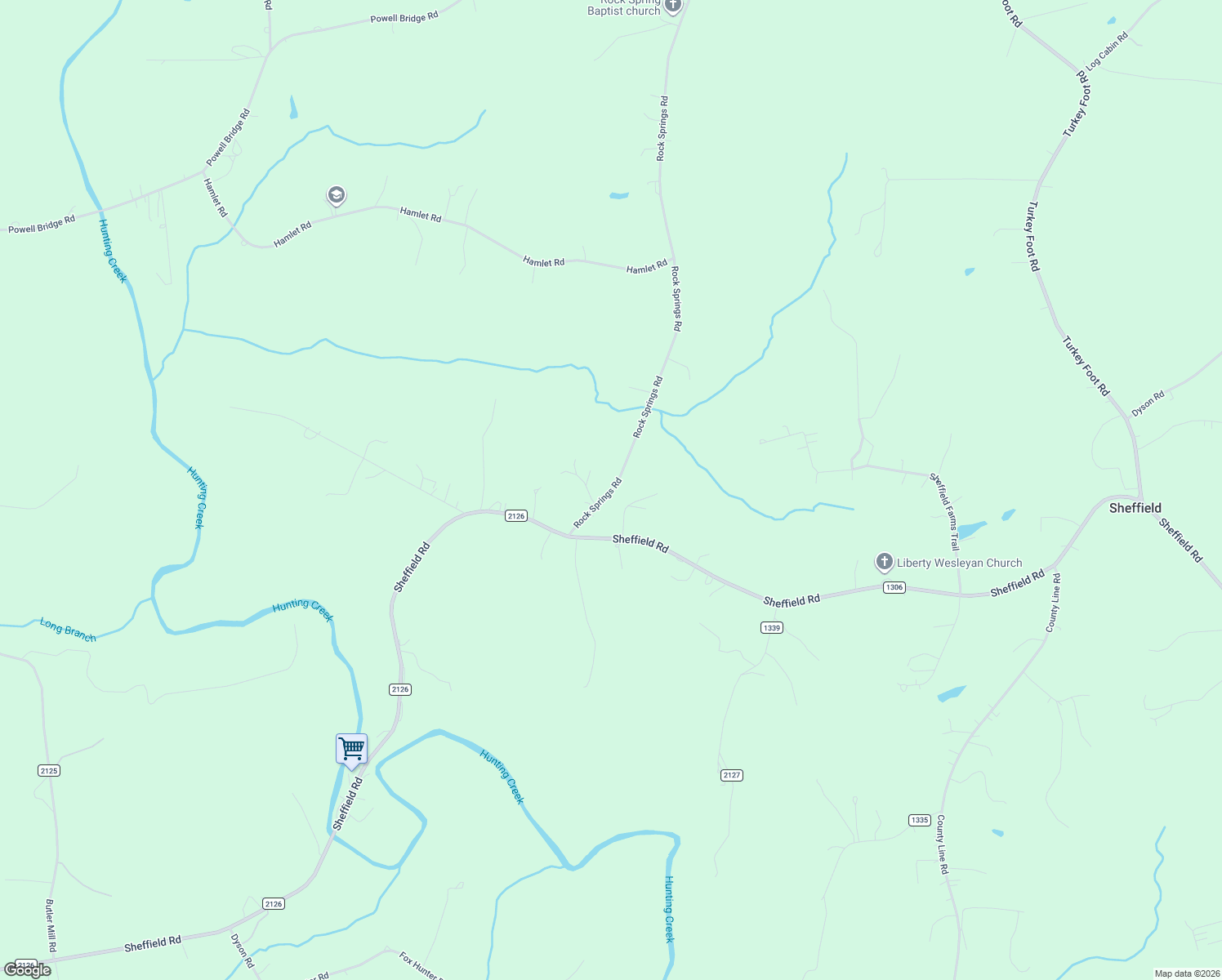map of restaurants, bars, coffee shops, grocery stores, and more near 171 Rock Springs Road in Harmony