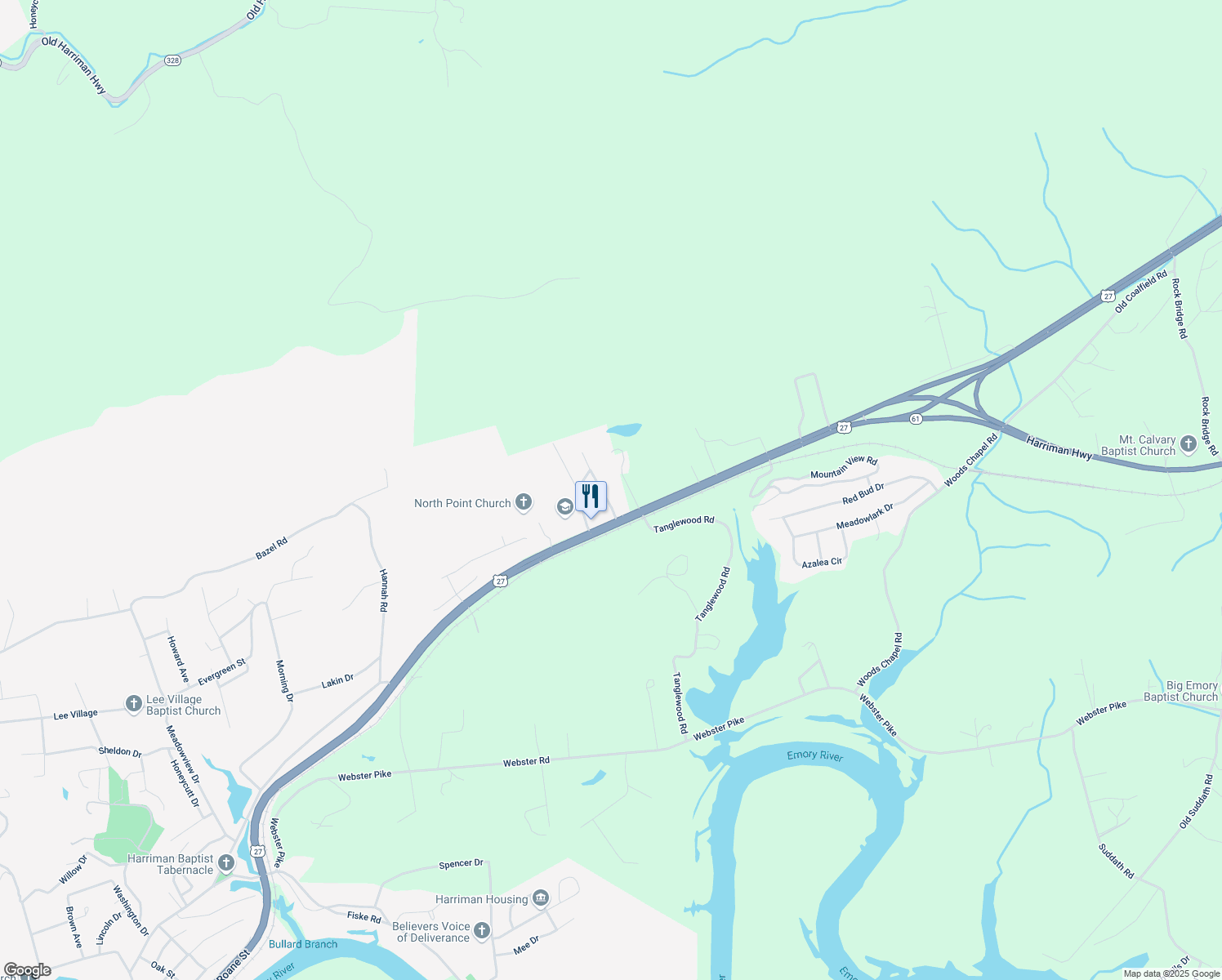 map of restaurants, bars, coffee shops, grocery stores, and more near 110 Hillview Terrace Drive in Harriman