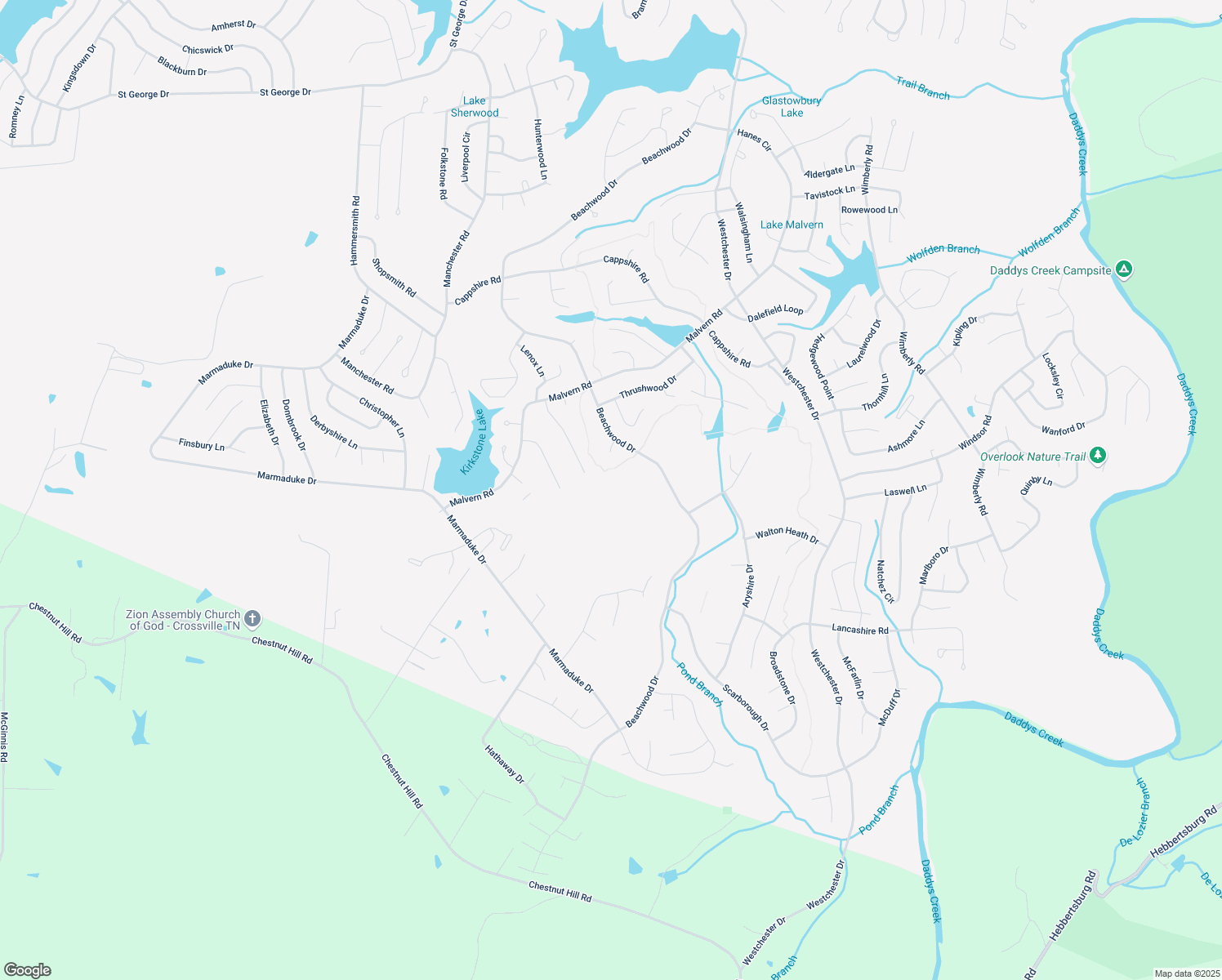 map of restaurants, bars, coffee shops, grocery stores, and more near 26 Woodmere Place in Crossville