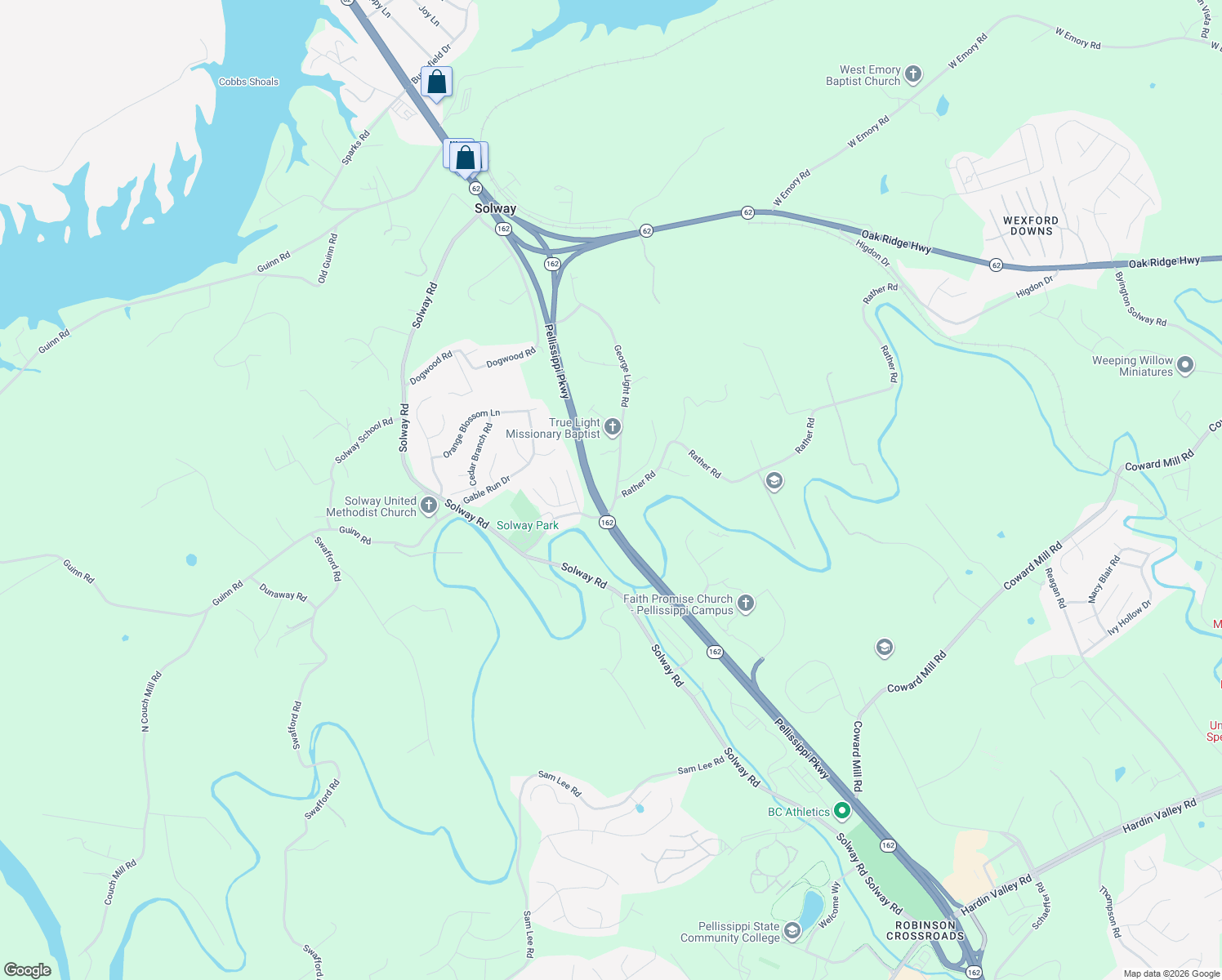map of restaurants, bars, coffee shops, grocery stores, and more near 3207 George Light Road in Knoxville