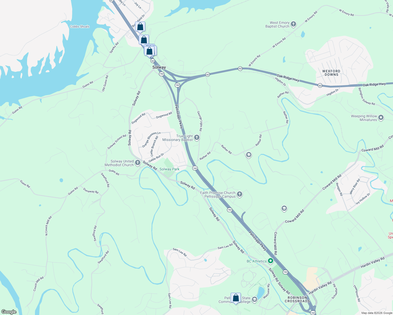 map of restaurants, bars, coffee shops, grocery stores, and more near 3207 George Light Road in Knoxville