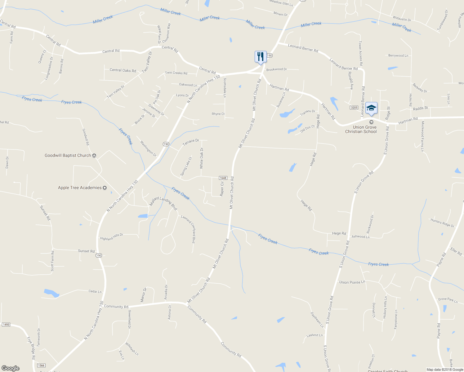 map of restaurants, bars, coffee shops, grocery stores, and more near 1111 Mount Olivet Church Road in Lexington