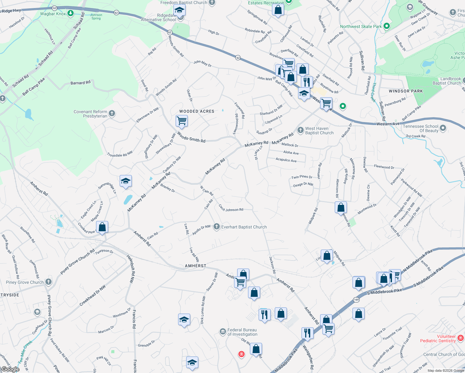 map of restaurants, bars, coffee shops, grocery stores, and more near 2008 Torch Light Lane in Knoxville