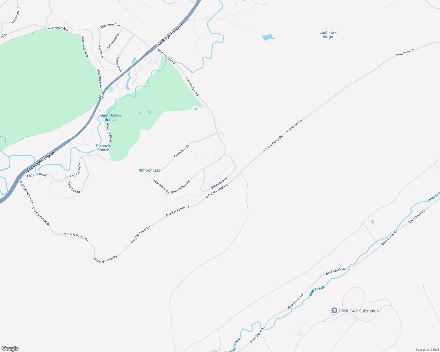 map of restaurants, bars, coffee shops, grocery stores, and more near 112 Greenbriar Ln in Oak Ridge