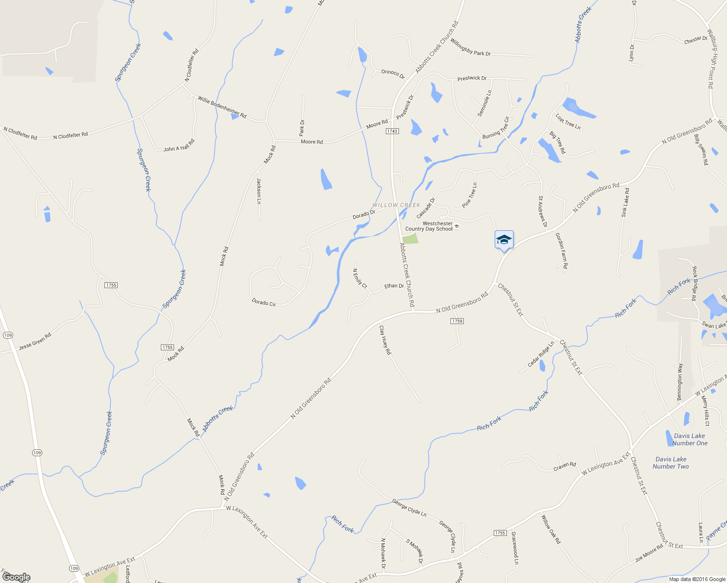 map of restaurants, bars, coffee shops, grocery stores, and more near 100 South Emily Court in High Point